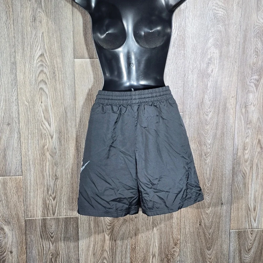Nike Kids Black Athletic Shorts White‎ Logo Elastic Waist Activewear Large